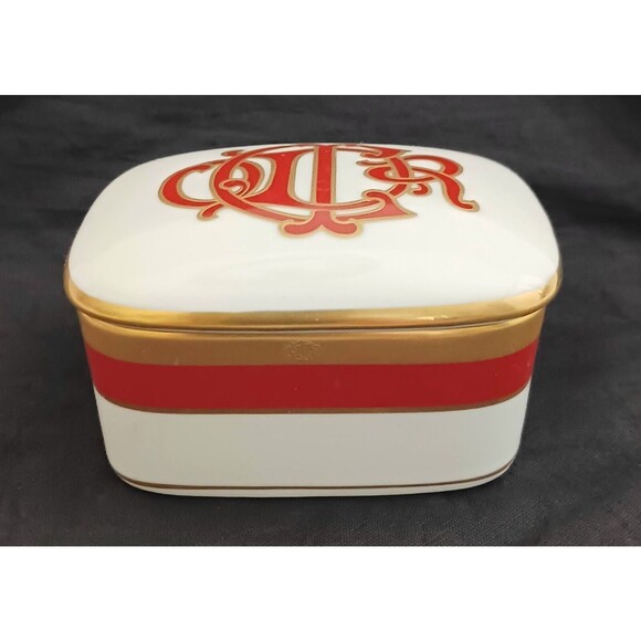 Christian Dior Fine Porcelain Red Dior Monogram Trinket Box Made in Japan 2X2.5 - Picture 2 of 6